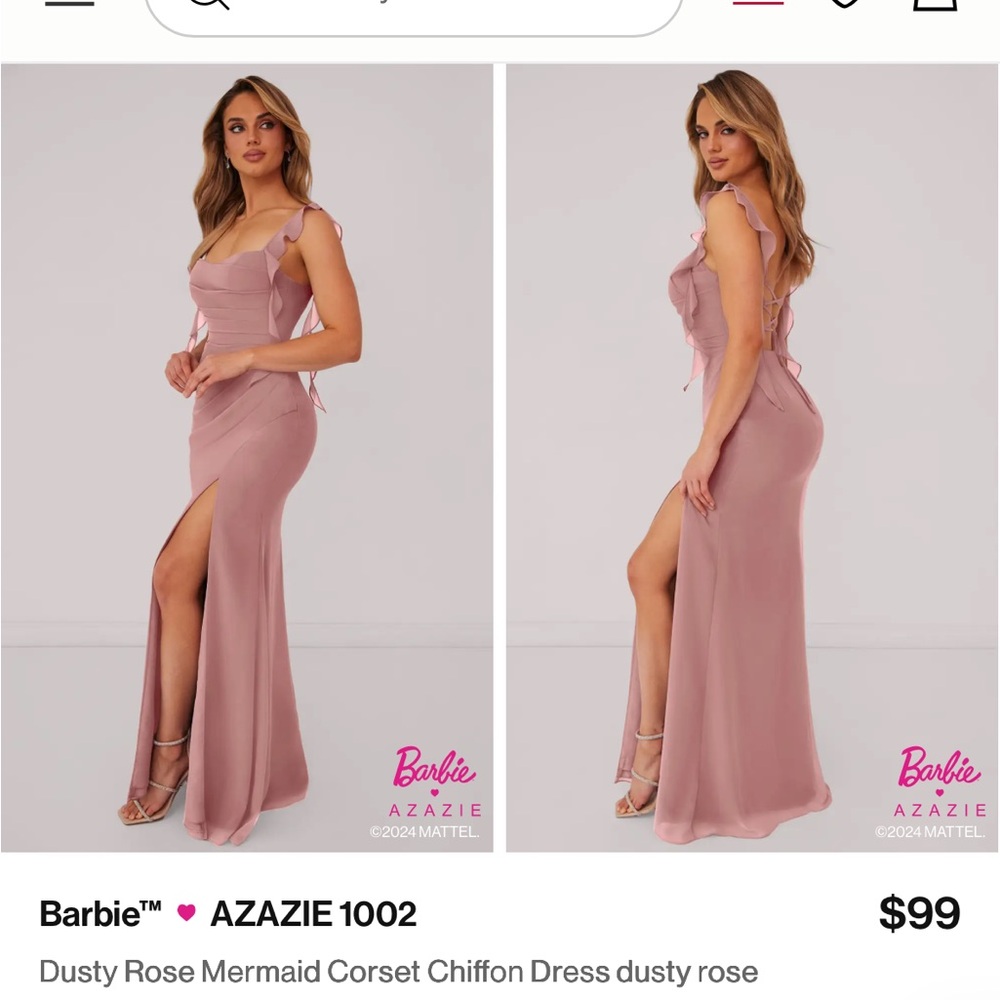 Azazie Strapless Dusty Rose Gown